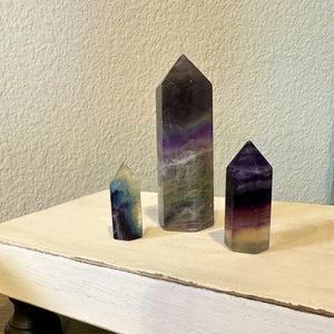 Set of 3 💜 Fluorite Obelisks